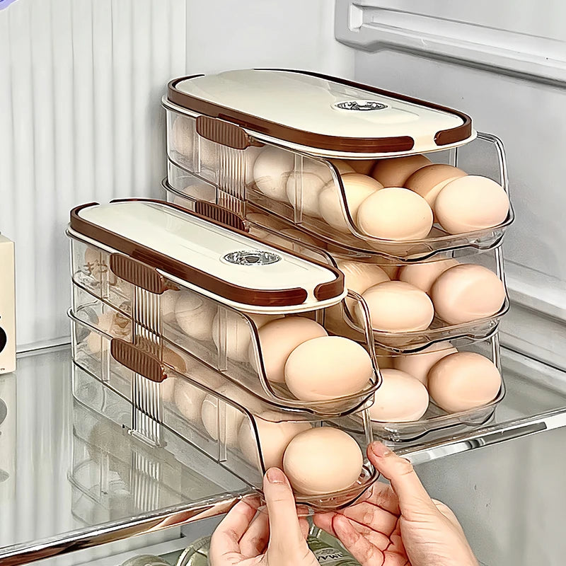 1pc egg storage box, automatic rolling refrigerator egg rack storage, hand-held egg refrigerator side door storagerack