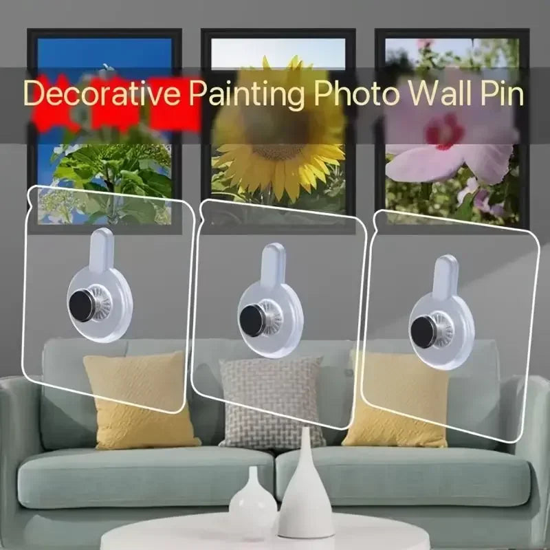 50/10pcs Self-adhesive Wall Hooks for Photo Frame Clock Strong Adhesive Transparent Nails Wall Hook Hangers Hanging Nail Holders