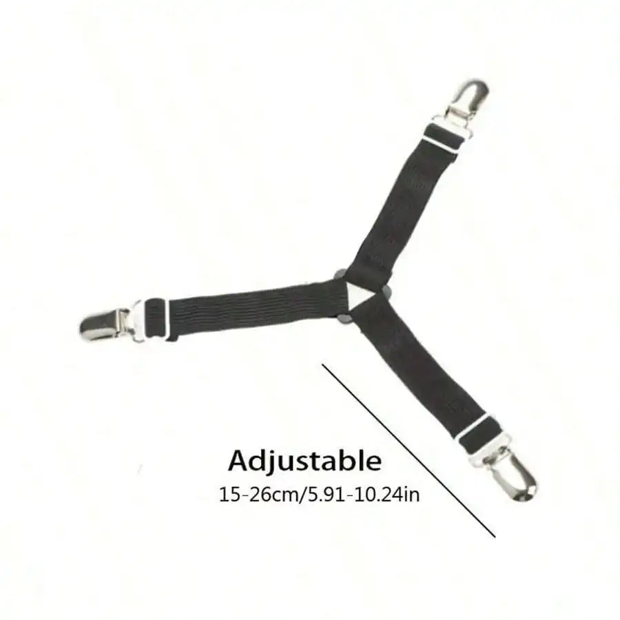 4pcs Triangle Household Bed Sheet Fixers, Adjustable Elastic Sofa BedSheet Fixing Clips, Tablecloth Fixing Belt, Anti-Running Anti-Slip SheetBuckles