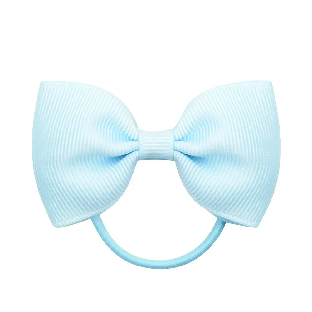 2.75 Inch Small Ribbon Bows With Elastic Hair Bands For Kids Girls Ponytail Solid Color Bowknot Hair Ropes Ties Hair Accessories
