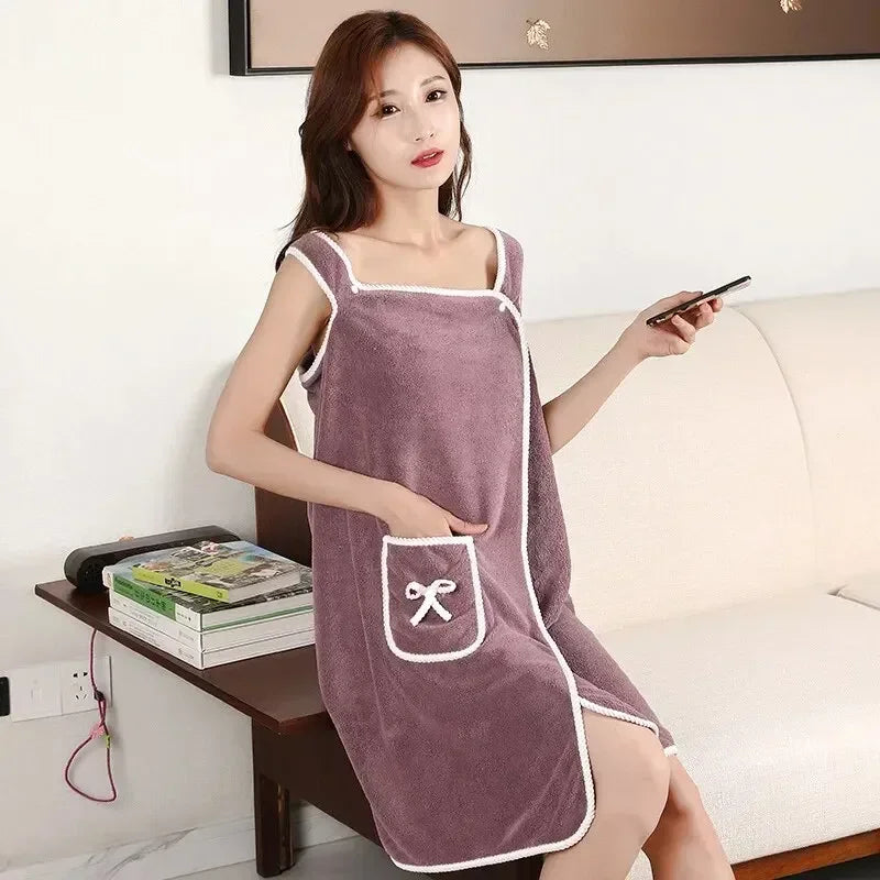 Womens Bath Towels Girls Wearable 90*130Cm Fast Drying Bathing Beach Spa Bathrobes Wash Clothing, Shower Bath And Gym Towel