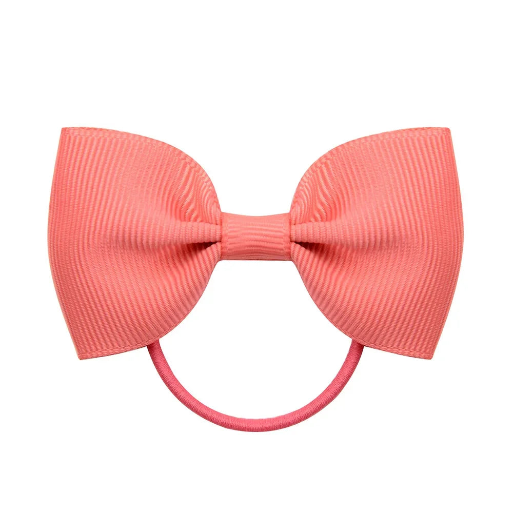 2.75 Inch Small Ribbon Bows With Elastic Hair Bands For Kids Girls Ponytail Solid Color Bowknot Hair Ropes Ties Hair Accessories