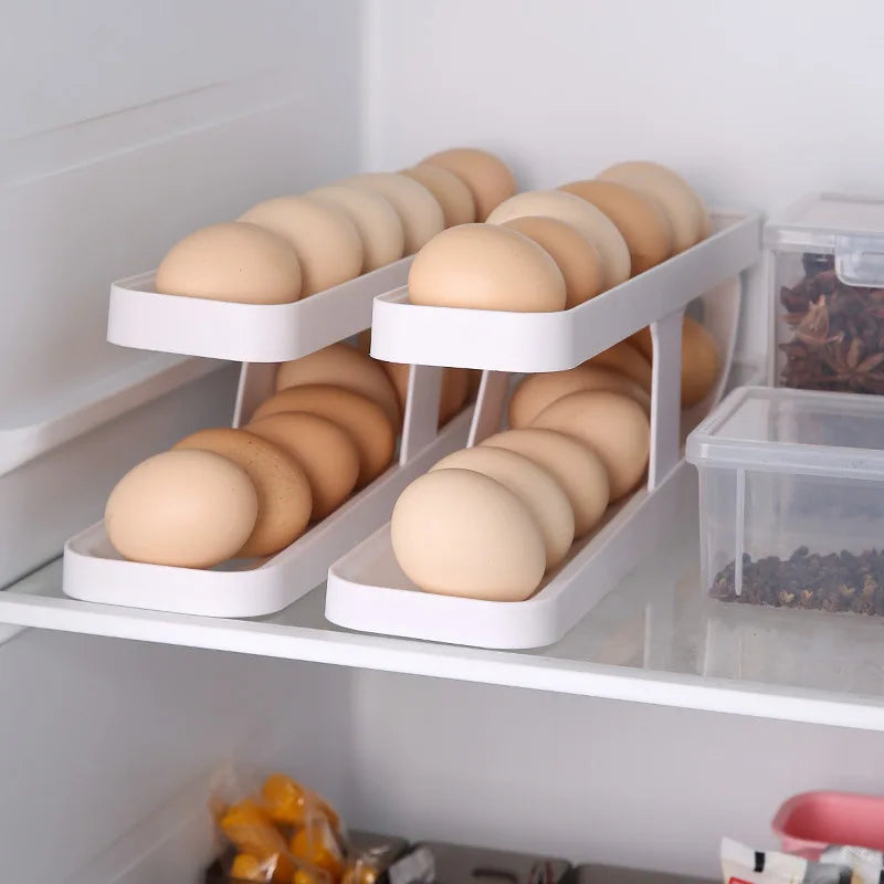 1pc egg storage box, automatic rolling refrigerator egg rack storage, hand-held egg refrigerator side door storagerack