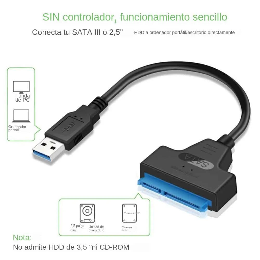 For 2.5 inch Hard Drive HDD/SSD Data Transfer SATA to USB 3.0 Adapter Cable, External Hard Drive Converter Support UASP (Black)
