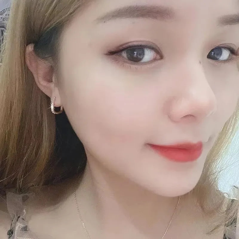 925 Sterling Silver  Circle Hoop Earrings for Women Fashion Luxury  Crystal Zirconia Earrings Party Wedding Versatile Jewelry