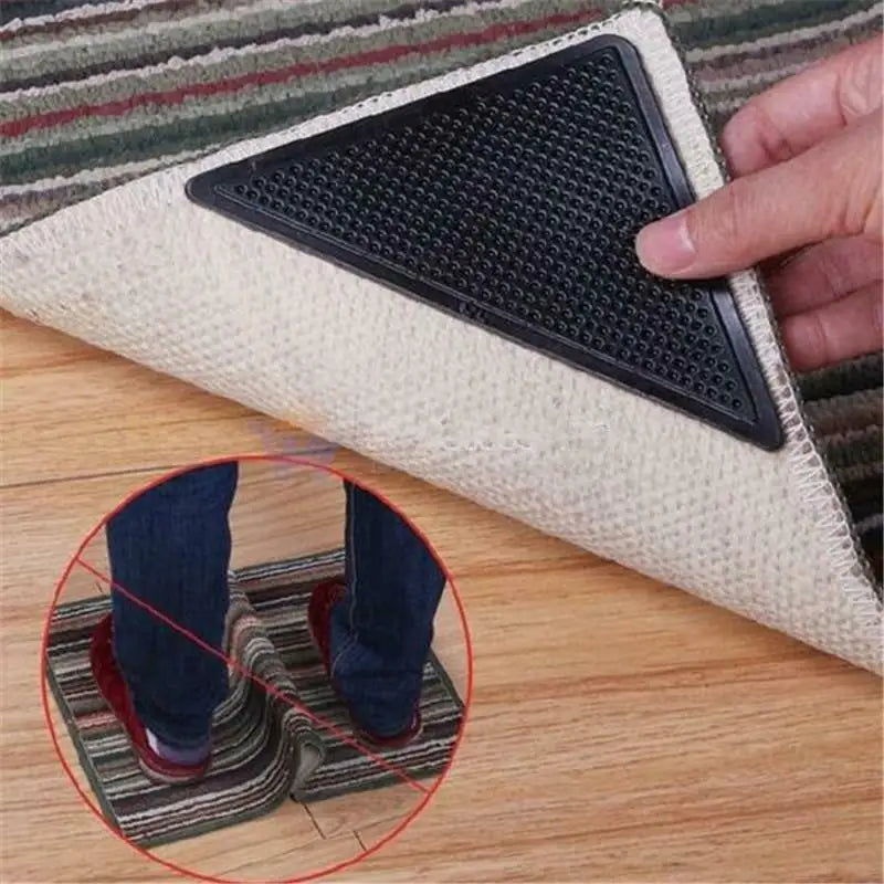 Triangle Carpet Non-slip Stickers Washable Reusable Rug Gripper Anti-skid Rubber Mat Patch Tape Tile Floors Carpets Corners Pad