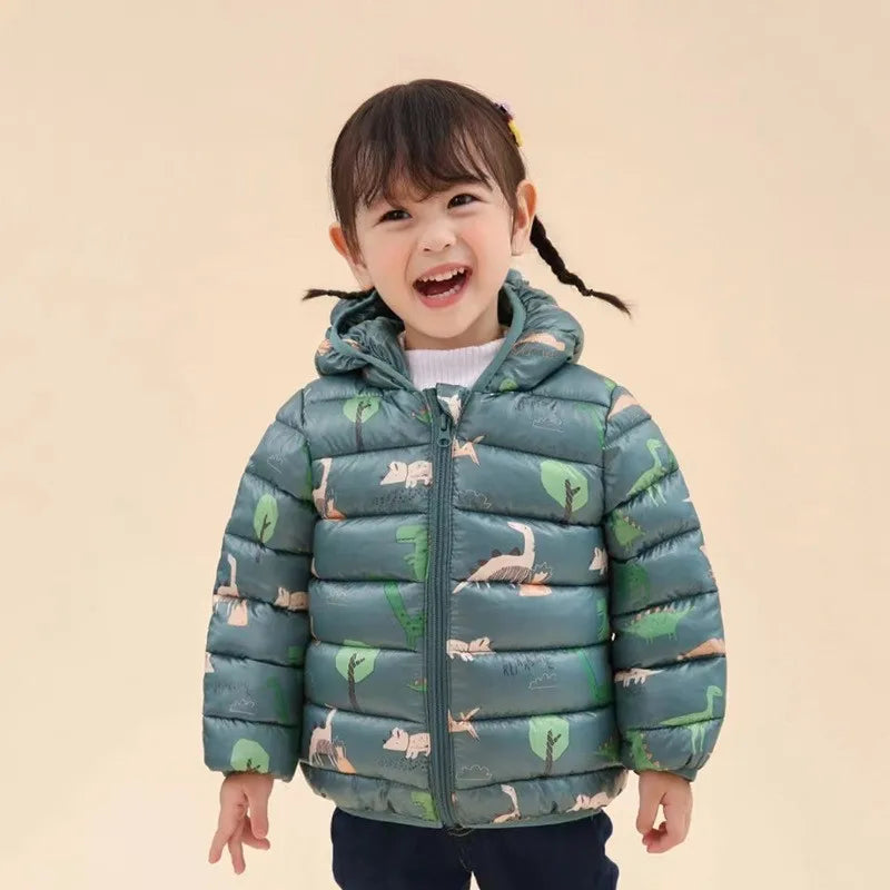 Hooded Lightweight Down Jackets Children Boy Girl Baby Coat Autumn Winter Outerwear Casual Clothing Kids Christmas Birthday Gift