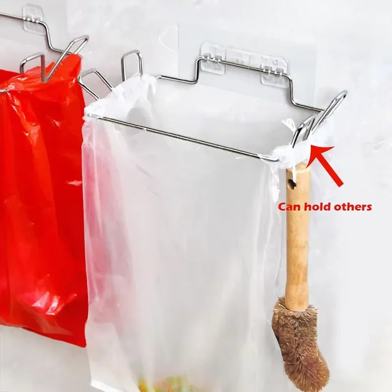 Multi-Purpose Cabinet Door Trash Bag Holder | Space-Saving Garbage Storage Organizer for Kitchen/Pantry/Closet | Adjustable Wast