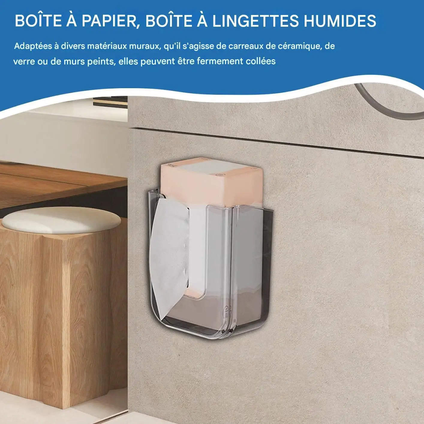 Wet Wipes Dispenser Wall Mounted Storage Box Organizer Tissue Dispenser Adhesive Secure Mount for Family Toilet Home Bathroom