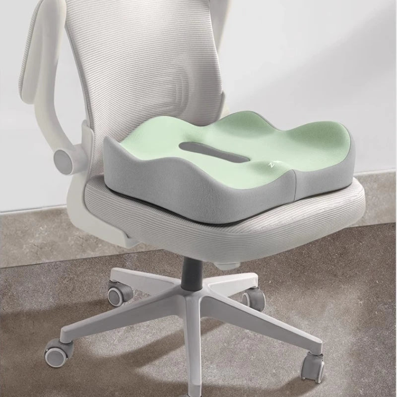 1pc Memory Foam Seat Cushion - 3D Ergonomic Support| Light Green Grey Black Washable Polyester Car Office Essentials