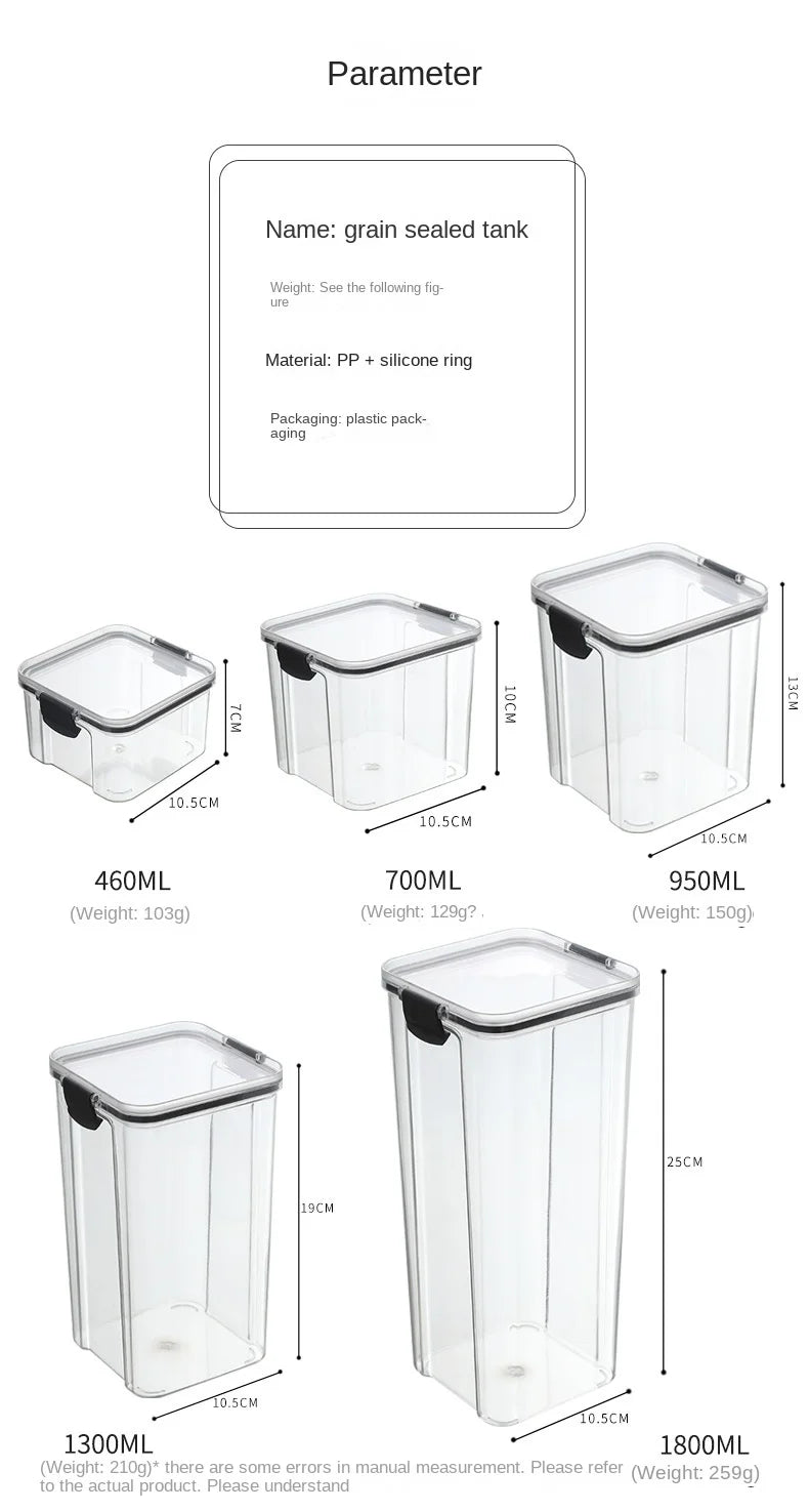 1-4PCS Sealed Jars Kitchen Organizer Grain Storage Boxes Large Capacity Sealed Container Seasoning Jars Set Fresh-keeping Tank