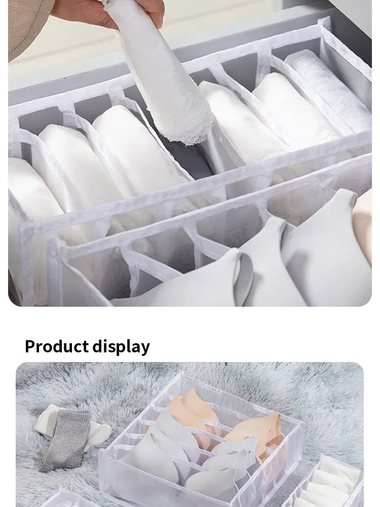 6/7/11 Foldable Underwear Underwear Socks Organizer With Dividers Clothes Storage Box Breathable Mesh Bag For Wardrobe