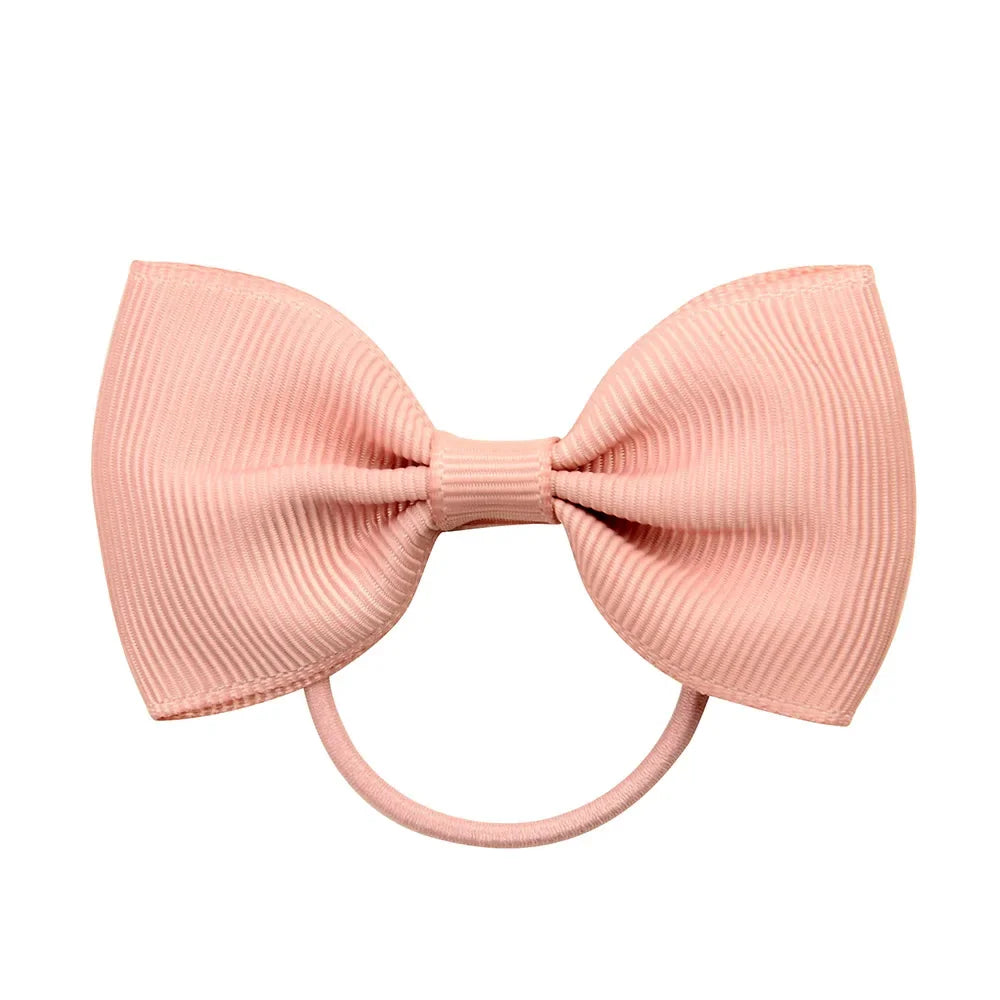 2.75 Inch Small Ribbon Bows With Elastic Hair Bands For Kids Girls Ponytail Solid Color Bowknot Hair Ropes Ties Hair Accessories