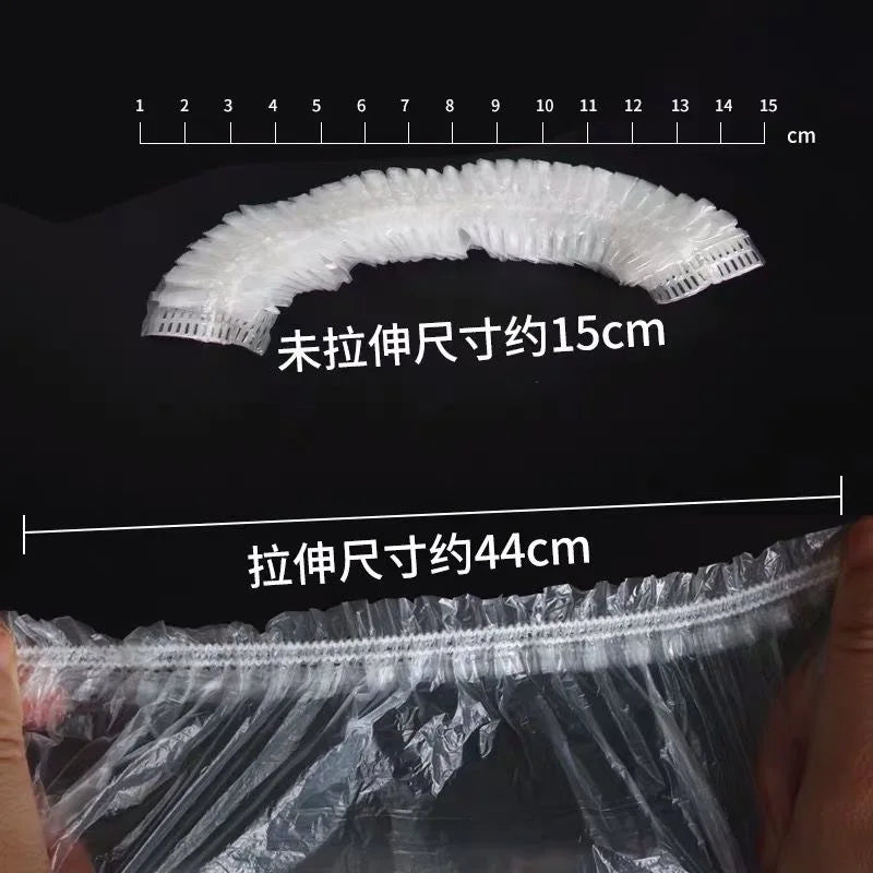 100 Pieces/set Women's Disposable Shower Cap  Plastic Waterproof Head Cover  Pink Spa Salon  Hotel Hair Dye  Elastic Hair Cap