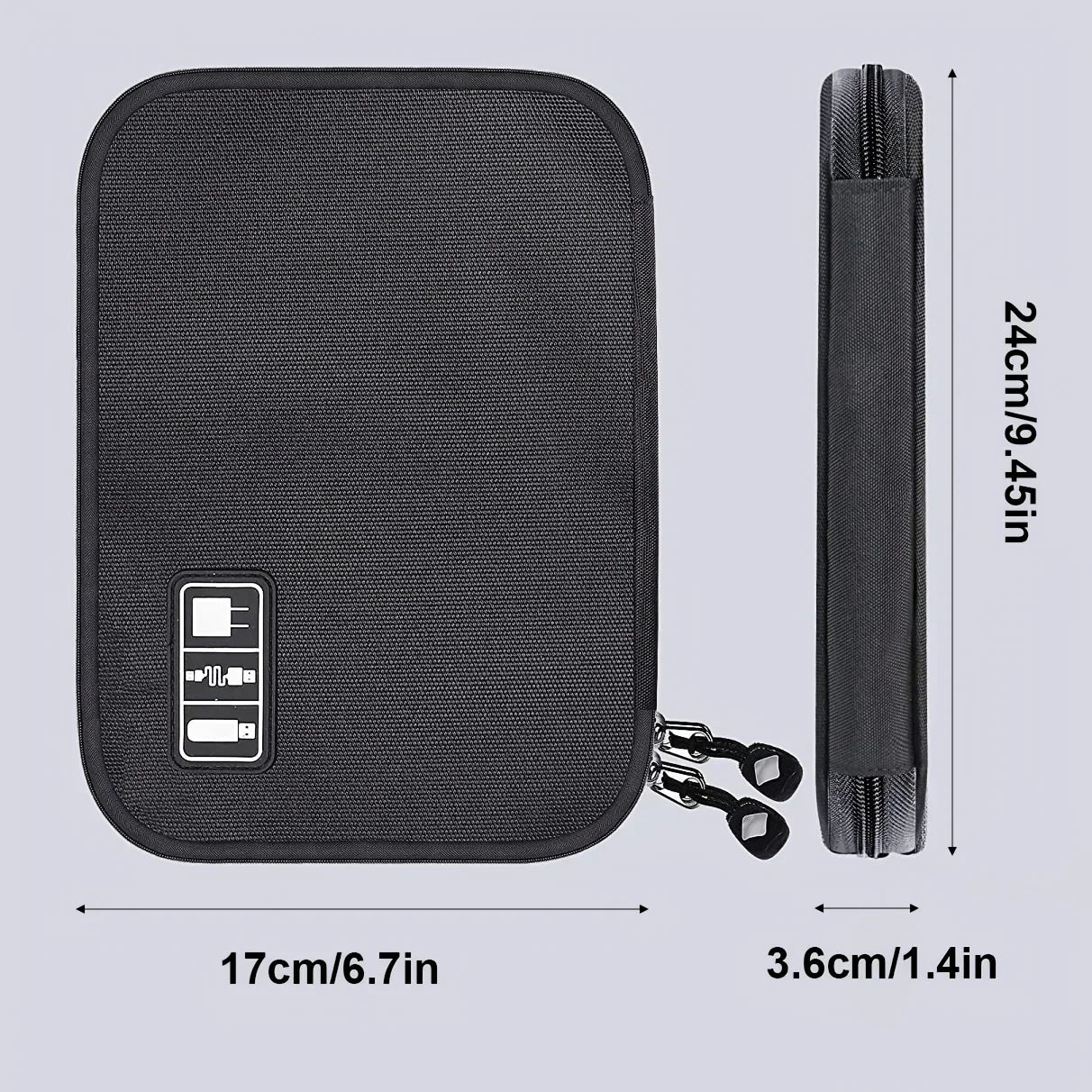 1pc Black Green Storage Bag Electronic Accessory Organizer Portable Usb Data Cable Charger Plug Travel Waterproof Organizer
