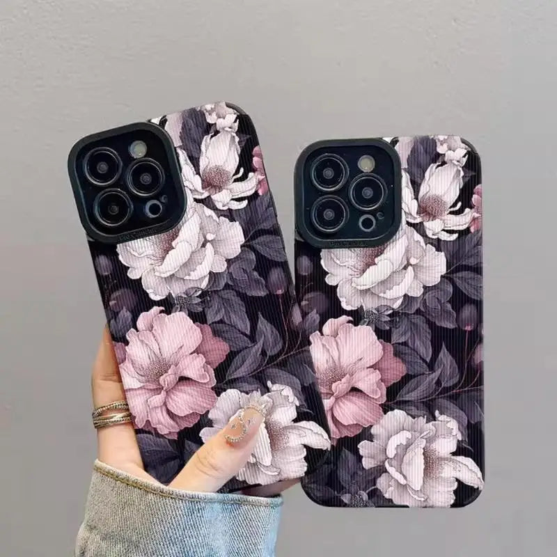 Flower Pattern Phone Case, Cover for IPhone 16 Pro Max 15 Pro 14Plus 13 12 11 XR X/XS Smartphone Shockproof Anti-slip Soft TPU