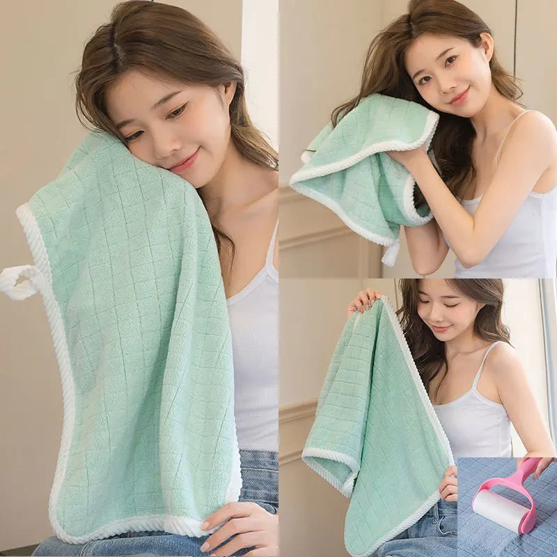 Square Spiral Bath Towel Designer Solid Color Quick Drying Water Absorbing Dry Hair Household And Daily Use Soft Square-Towels