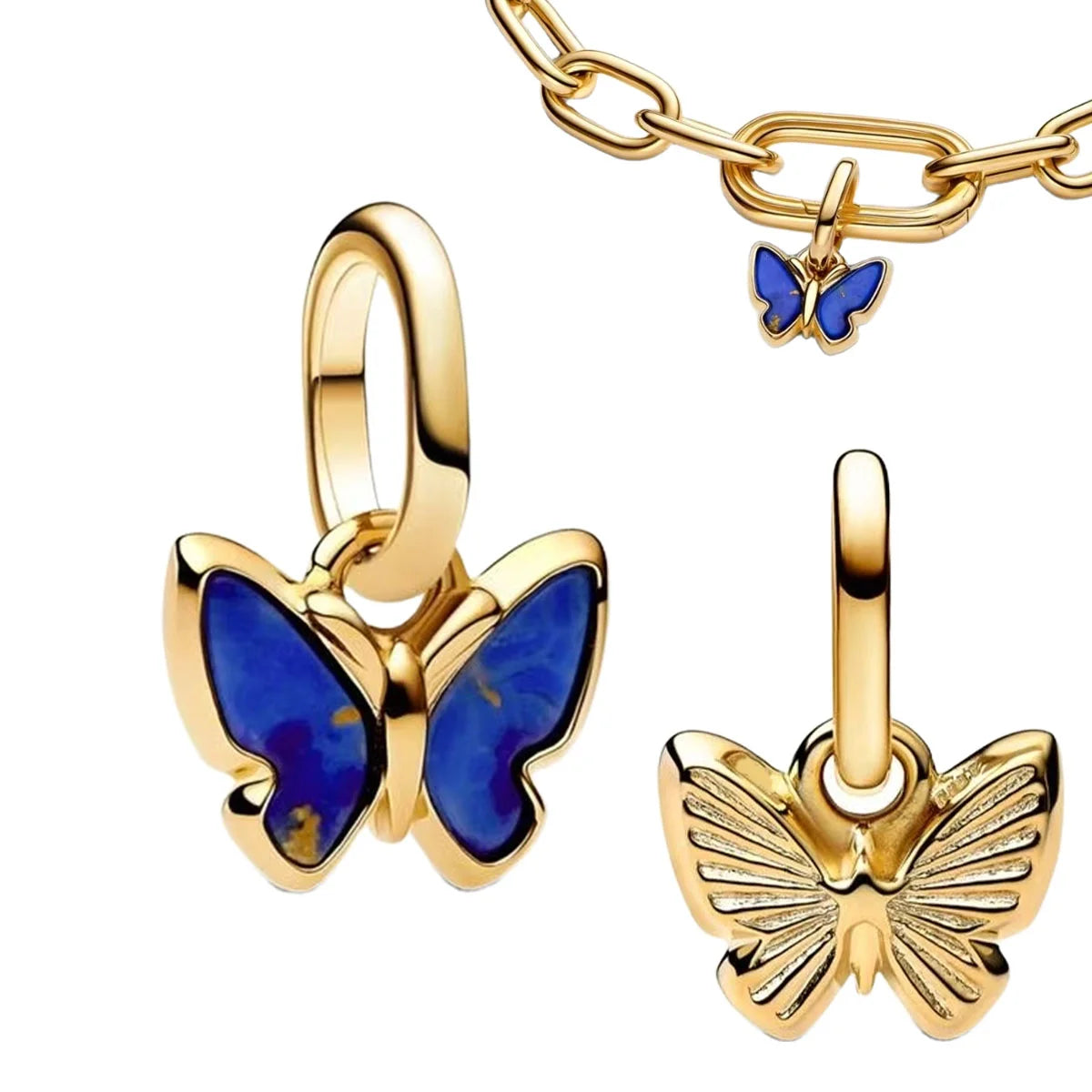 925 Silver Relief Carved Palm Leaf Heart Blue Dragonfly Butterfly Hummingbird Lucky Clover Enamel Dangle Charms Fit Bracelet