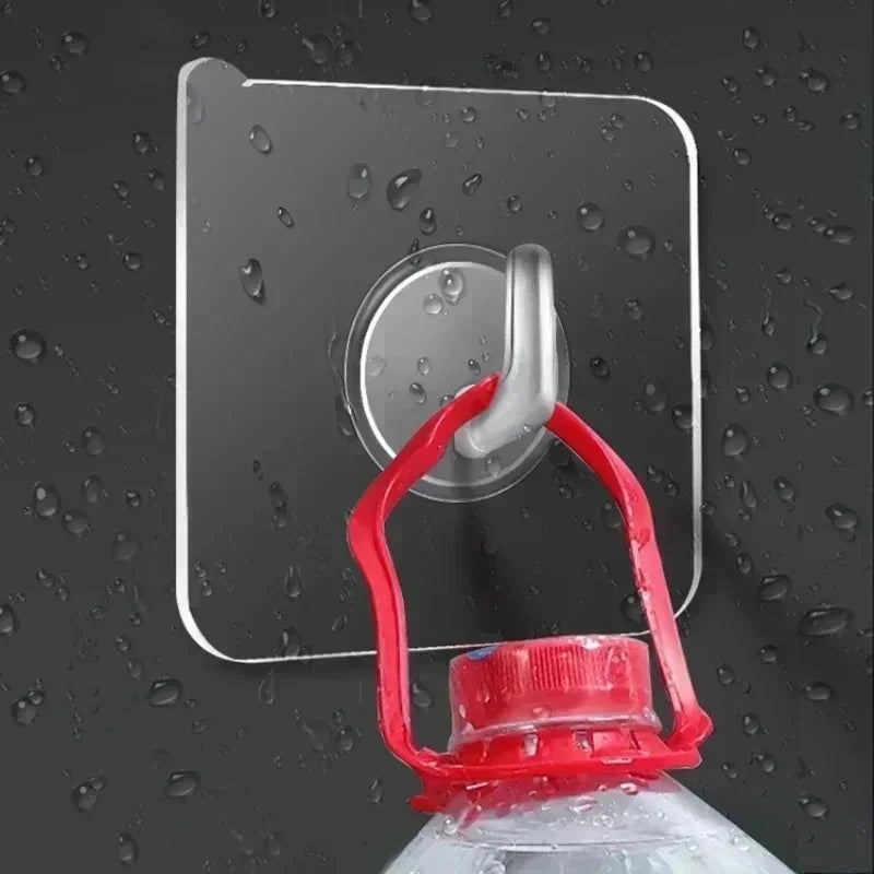 Adhesive Plastic Clear Utility Hooks Transparent Hook for The Drill-Free Wall Waterproof Key Wall Hooks.