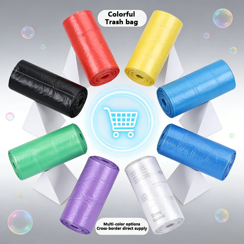 Disposable Flat-mouth Garbage Bag In Roll New Material Thickened And Strong Household Kitchen Bedroom Color Garbage Bag 45x50cm