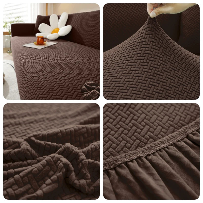 Housse de canapé élastique en Jacquard pour salon, protection de fauteuil en polaire extensible, canapé en forme de L