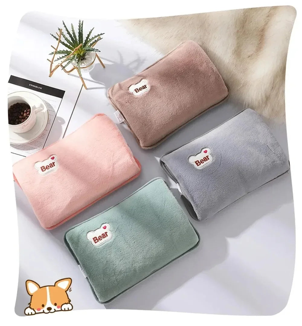 Reusable Hot Compress Bag with EU Plug Rechargeable Hand Warmer Cute Design Portable Hot Water Bottle for Therapeutic Warmth