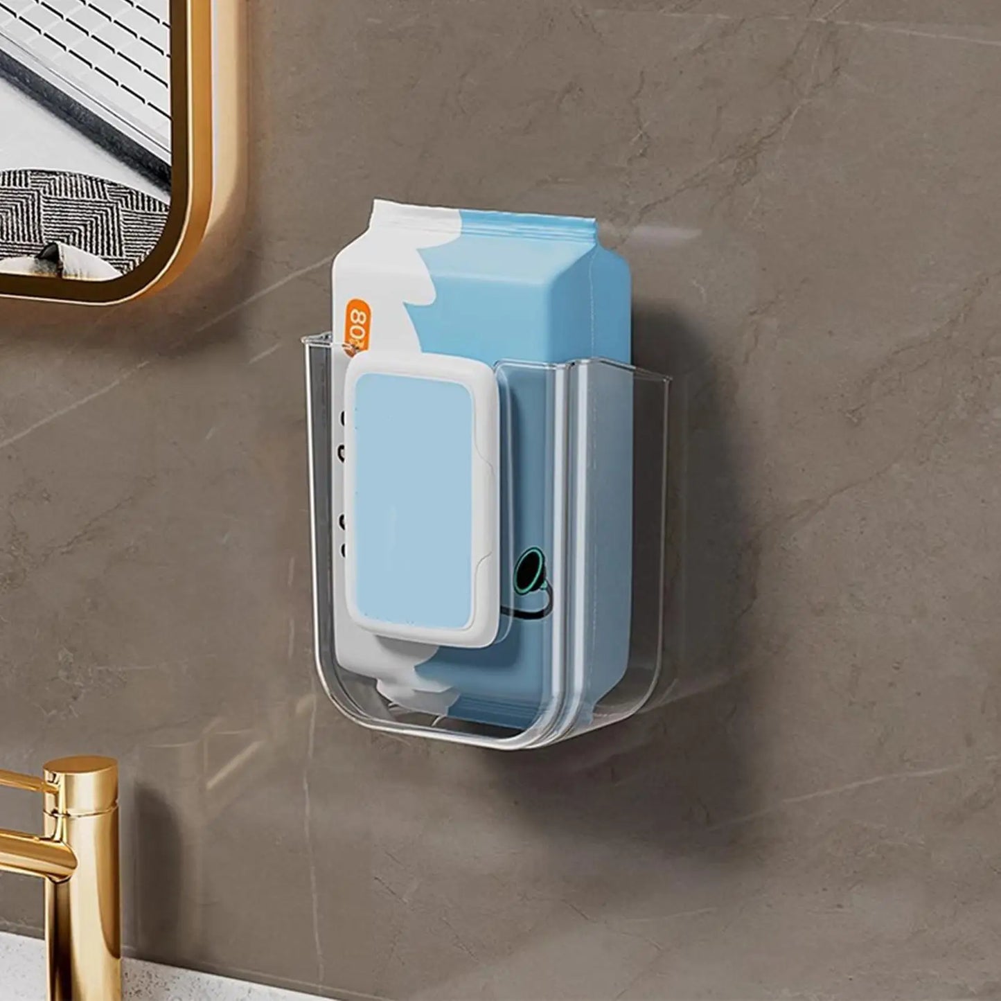 Wet Wipes Dispenser Wall Mounted Storage Box Organizer Tissue Dispenser Adhesive Secure Mount for Family Toilet Home Bathroom