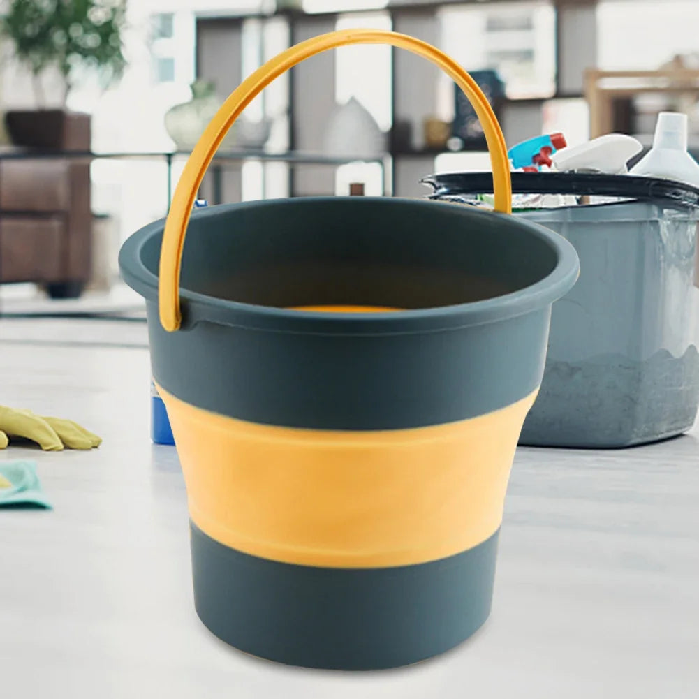 5/10/17L Folding Portable Bucket with Cover Car Wash Fishing Bathroom Tool Silicone Bucket Outdoor Camping Household Supplies