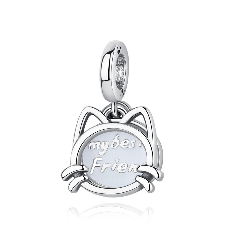 Original 925 Sterling Silver Charms Love Pets Dog Cat Paw Print Pendant Beads Fit Brand Bracelets Necklaces Women DIY Jewelry