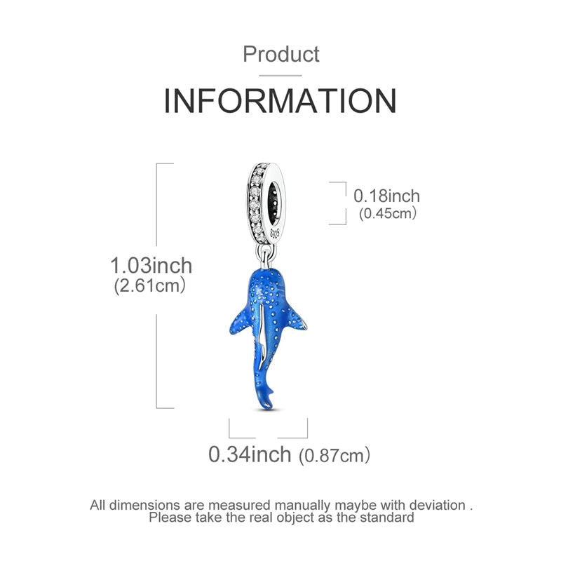 Fit Original 925 Sterling Silver Charms Beads Blue Luminous Whale Shark Seahorse Dolphin Charms For Women Fine DIY Jewelry Gifts