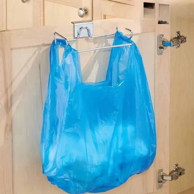 Multi-Purpose Cabinet Door Trash Bag Holder | Space-Saving Garbage Storage Organizer for Kitchen/Pantry/Closet | Adjustable Wast