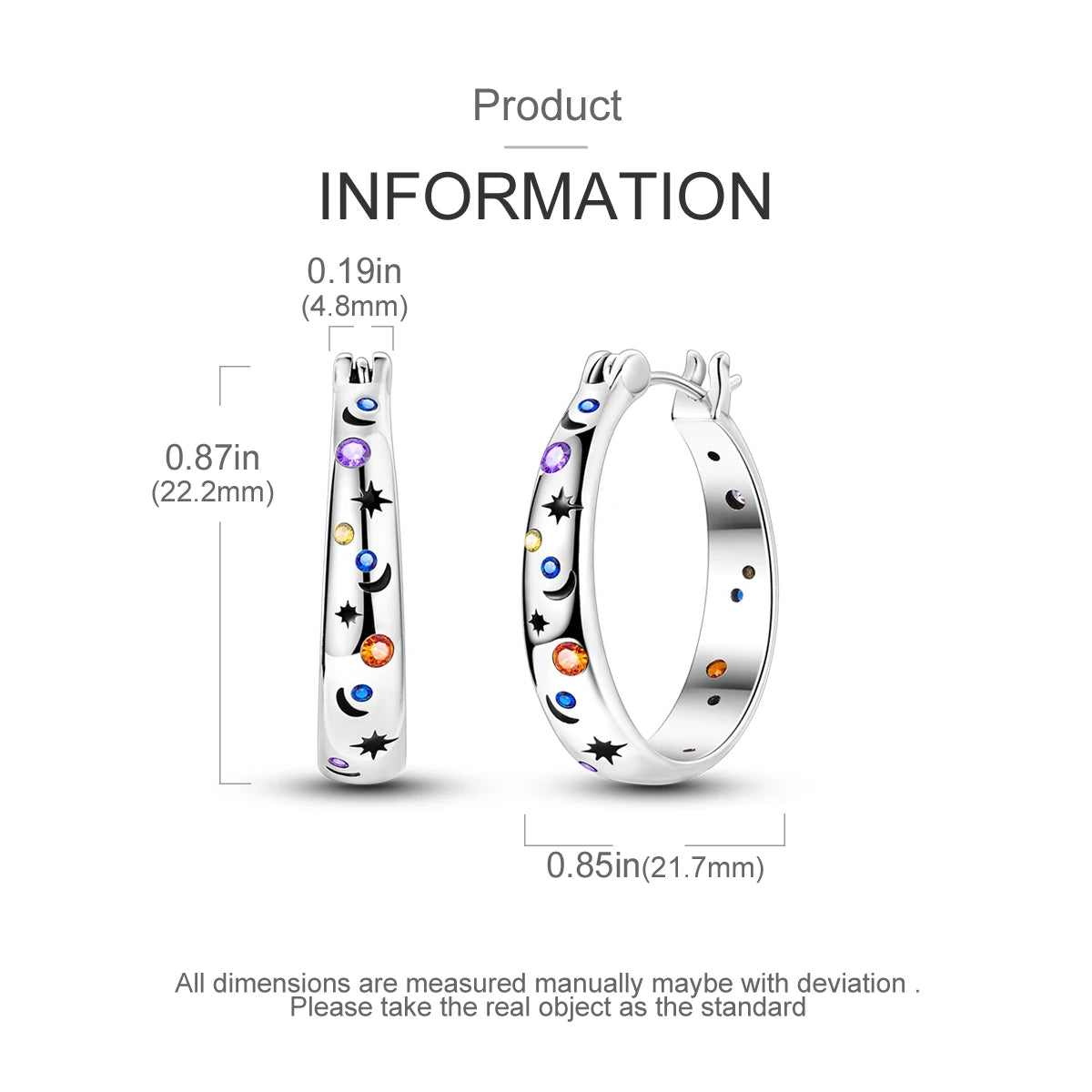 Original 925 Sterling Silver Hoop Earrings Brilliant Starry Sky Earrings For Women Fine Engagement Wedding Birthday Jewelry Gift