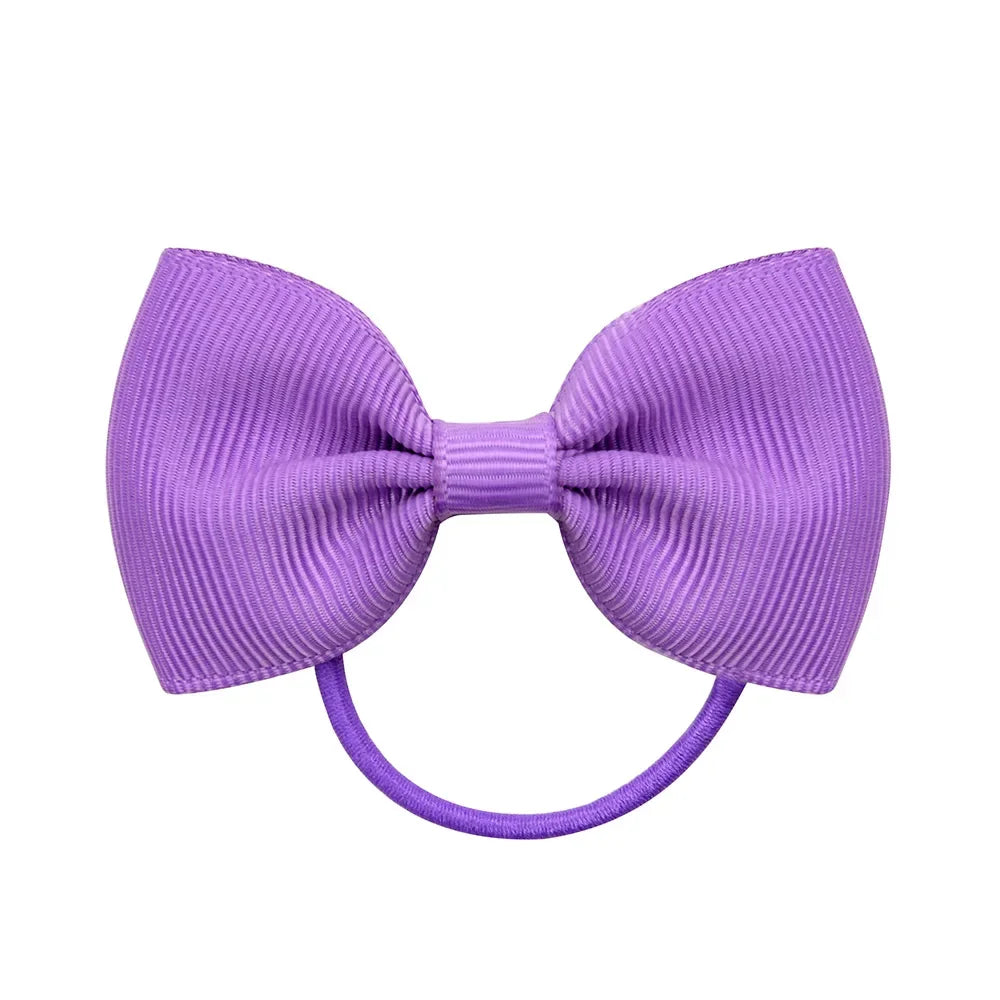 2.75 Inch Small Ribbon Bows With Elastic Hair Bands For Kids Girls Ponytail Solid Color Bowknot Hair Ropes Ties Hair Accessories