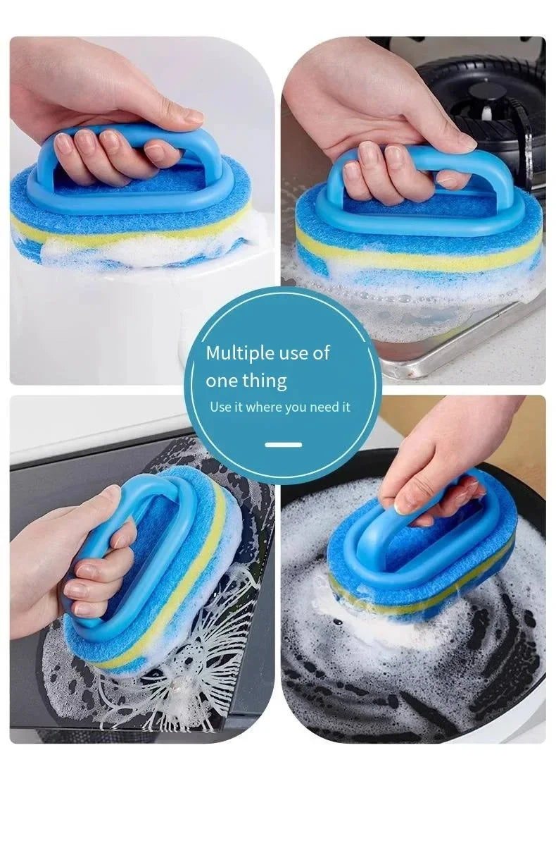 Pot Washing Kitchen Cleaning Brush with Handle - Pot Washing High-Density Thick Scouring Pad Ceramic Tile Wall Cleaning Brush
