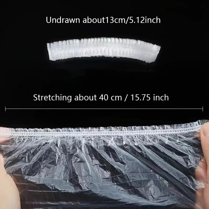 100 Pieces/set Women's Disposable Shower Cap  Plastic Waterproof Head Cover  Pink Spa Salon  Hotel Hair Dye  Elastic Hair Cap