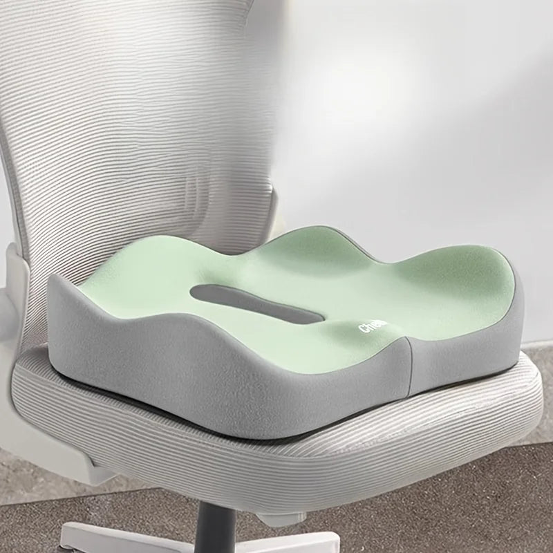 1pc Memory Foam Seat Cushion - 3D Ergonomic Support| Light Green Grey Black Washable Polyester Car Office Essentials