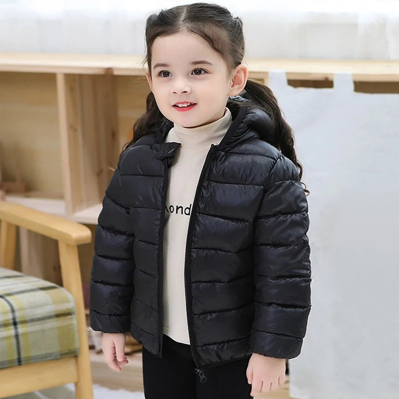 Hooded Lightweight Down Jackets Children Boy Girl Baby Coat Autumn Winter Outerwear Casual Clothing Kids Christmas Birthday Gift