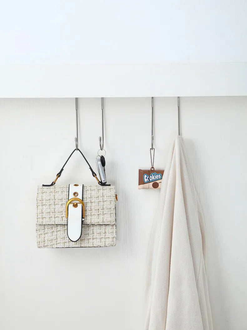 Door Hanger Hook Stainless Steel Double S-Shaped Storage Hook for Bathroom Kitchen Wall Door Organizer Wall Mounted Hooks
