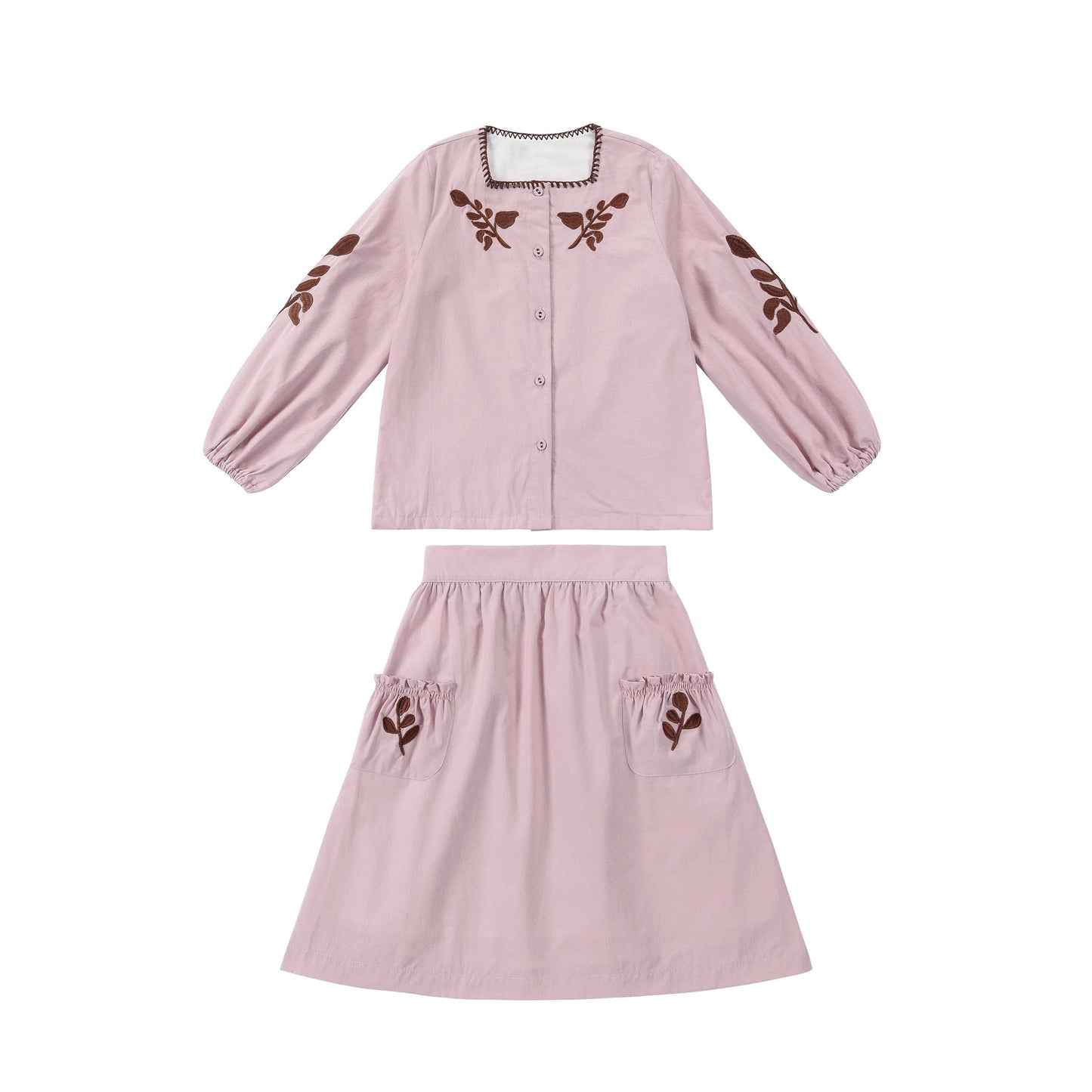 AP Chocolate Collection 2025 Spring Summer Embroidery Family Matching Clothing Set Girl Dress Baby 2-Pieces Blazer Shirt Shorts