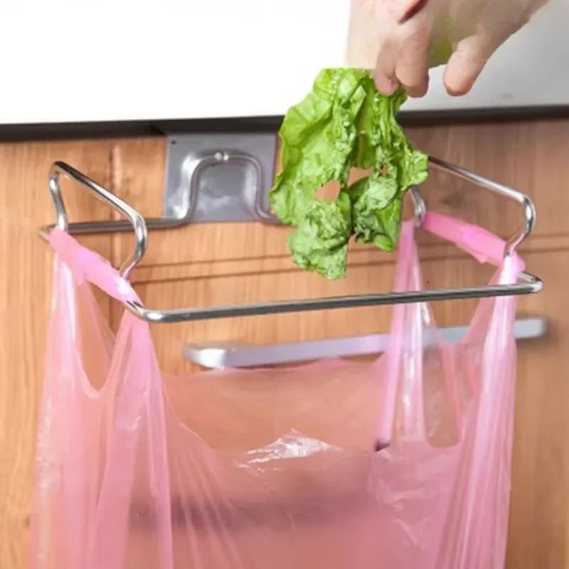 Multi-Purpose Cabinet Door Trash Bag Holder | Space-Saving Garbage Storage Organizer for Kitchen/Pantry/Closet | Adjustable Wast