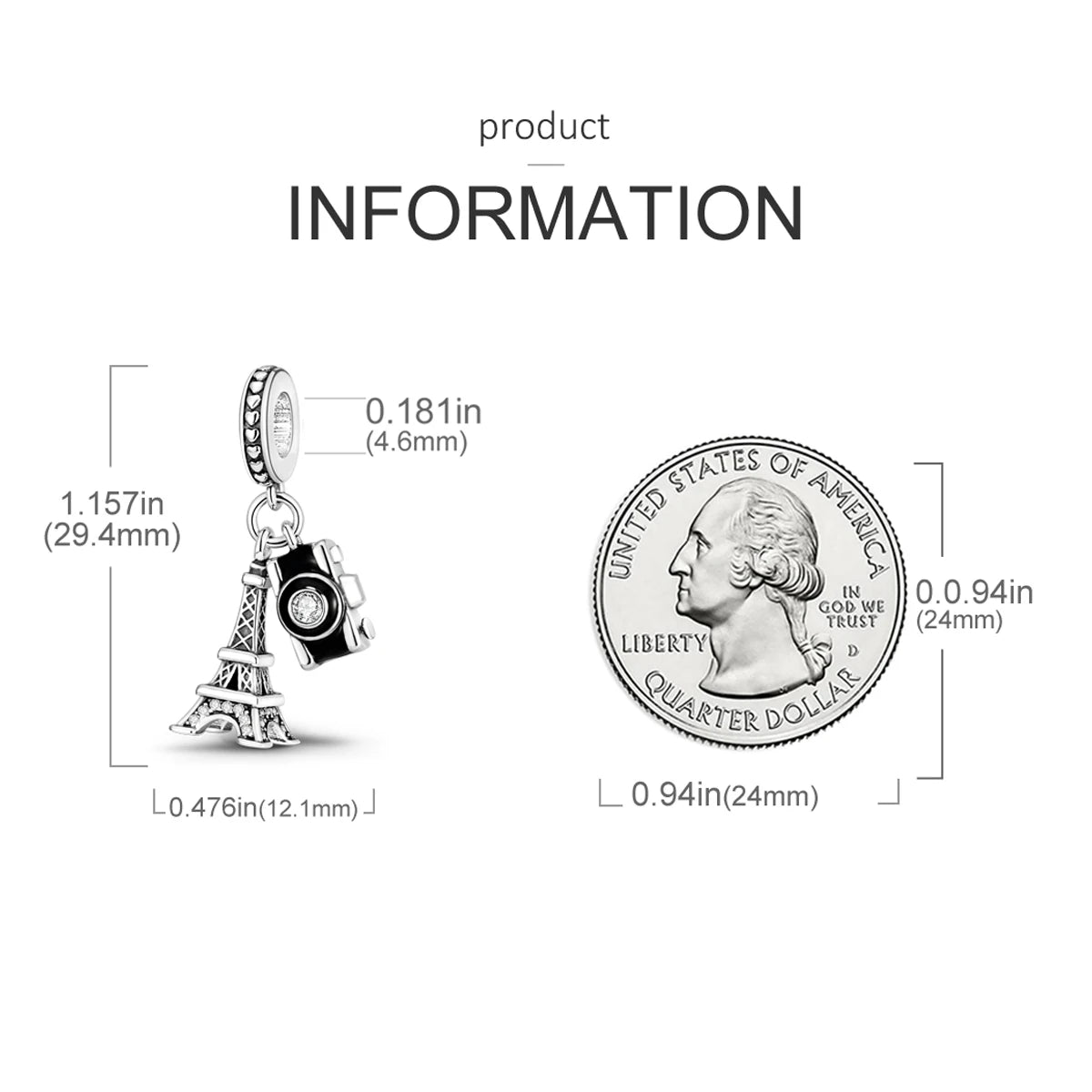 Travel Charm 925 Silver Plane Paris Tower Pendant Fit Bracelet Beads Making Woman Fashion Jewelry