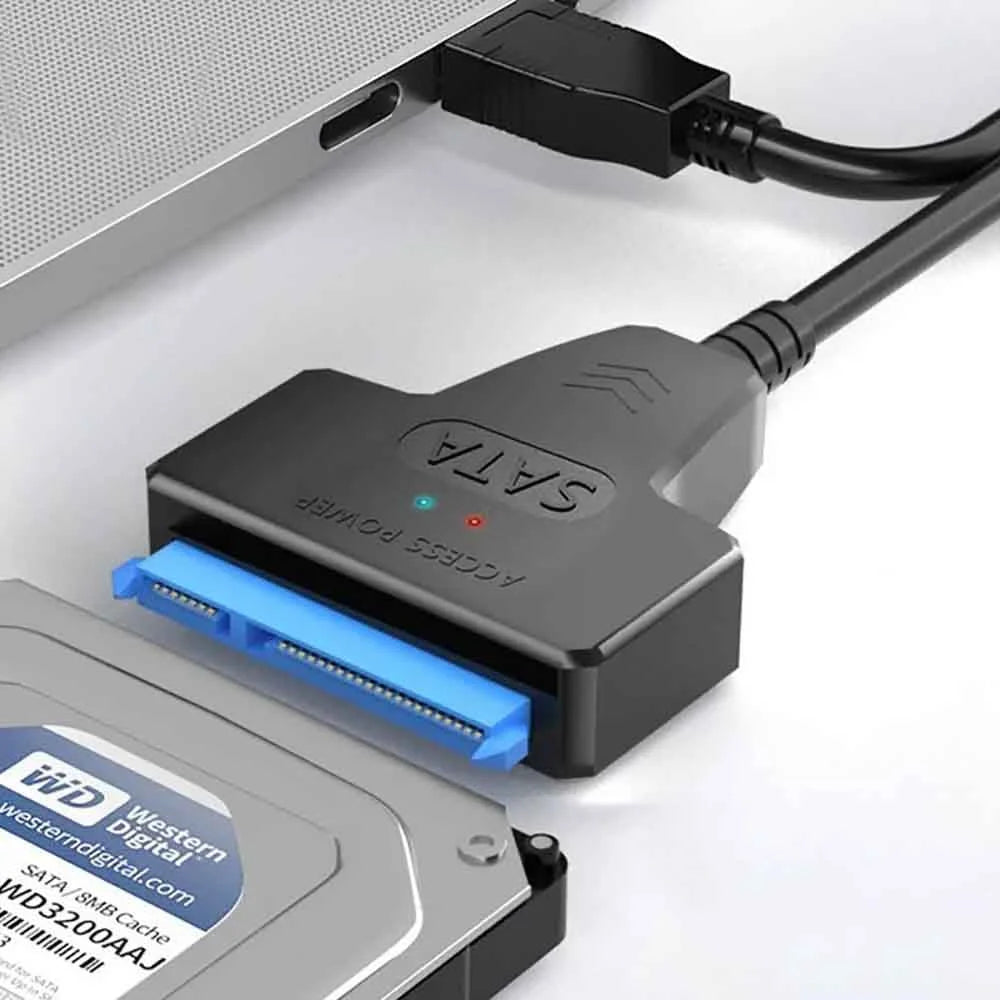 For 2.5 inch Hard Drive HDD/SSD Data Transfer SATA to USB 3.0 Adapter Cable, External Hard Drive Converter Support UASP (Black)