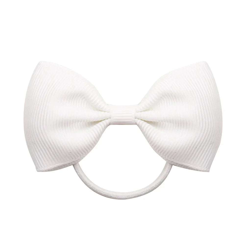 2.75 Inch Small Ribbon Bows With Elastic Hair Bands For Kids Girls Ponytail Solid Color Bowknot Hair Ropes Ties Hair Accessories