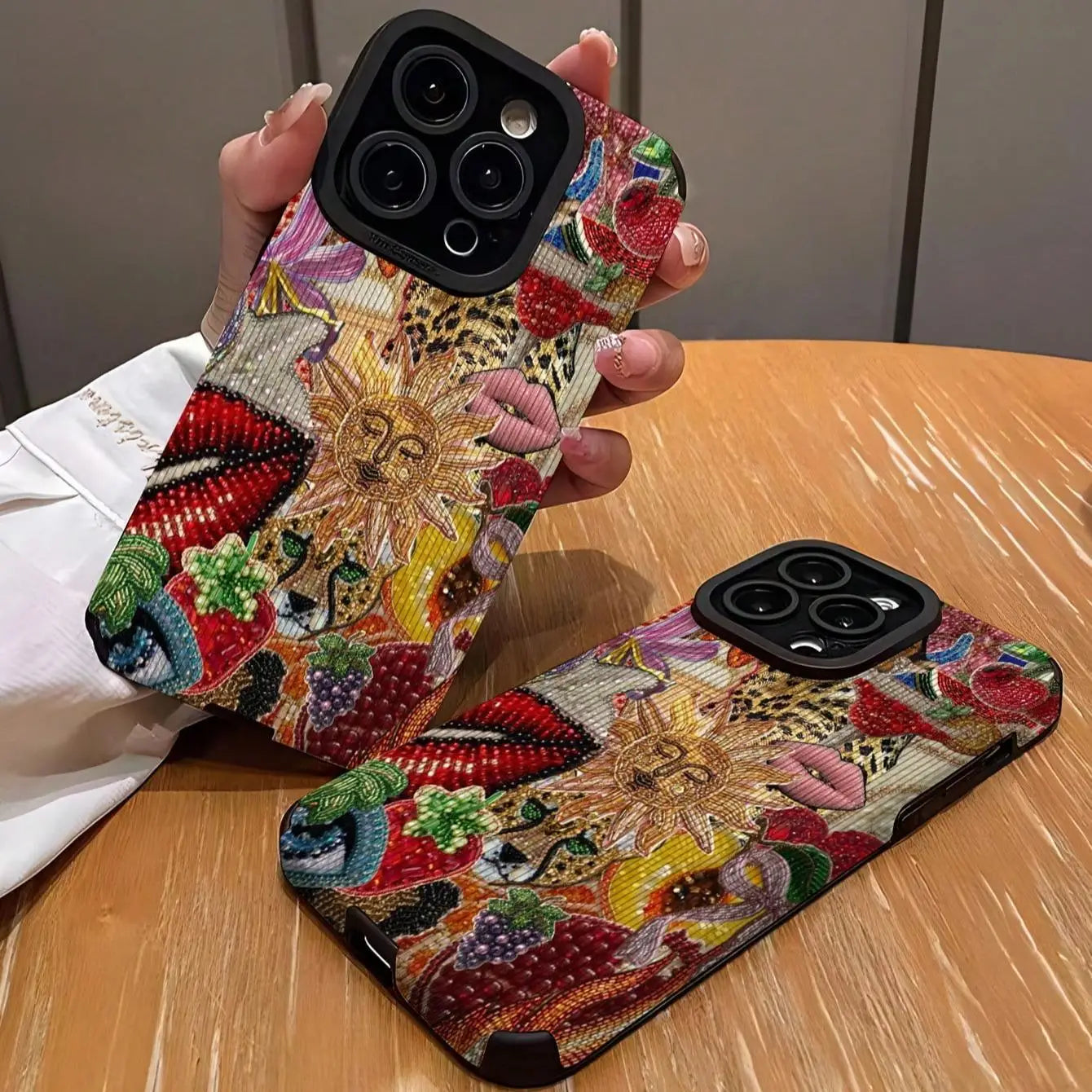 for IPhone 16 Pro Max 15 Pro 14Plus 13 12 11 Fashion Lid Pattern Phone Case, Shockproof Phone Protective Cover Compatible with