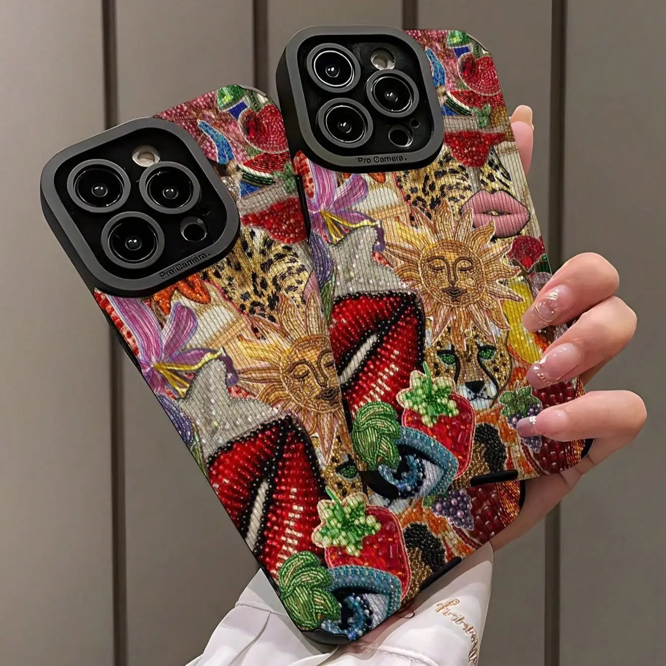 for IPhone 16 Pro Max 15 Pro 14Plus 13 12 11 Fashion Lid Pattern Phone Case, Shockproof Phone Protective Cover Compatible with