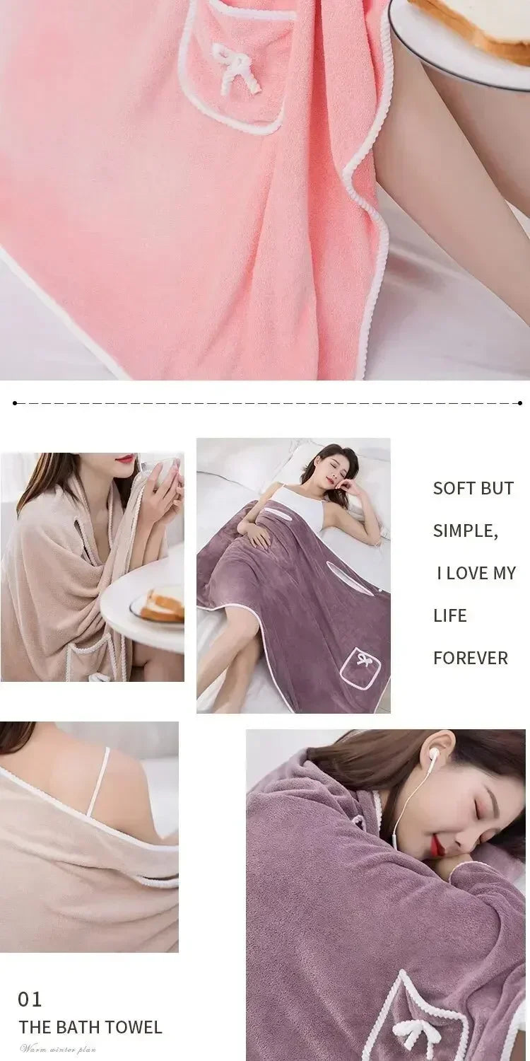 Womens Bath Towels Girls Wearable 90*130Cm Fast Drying Bathing Beach Spa Bathrobes Wash Clothing, Shower Bath And Gym Towel