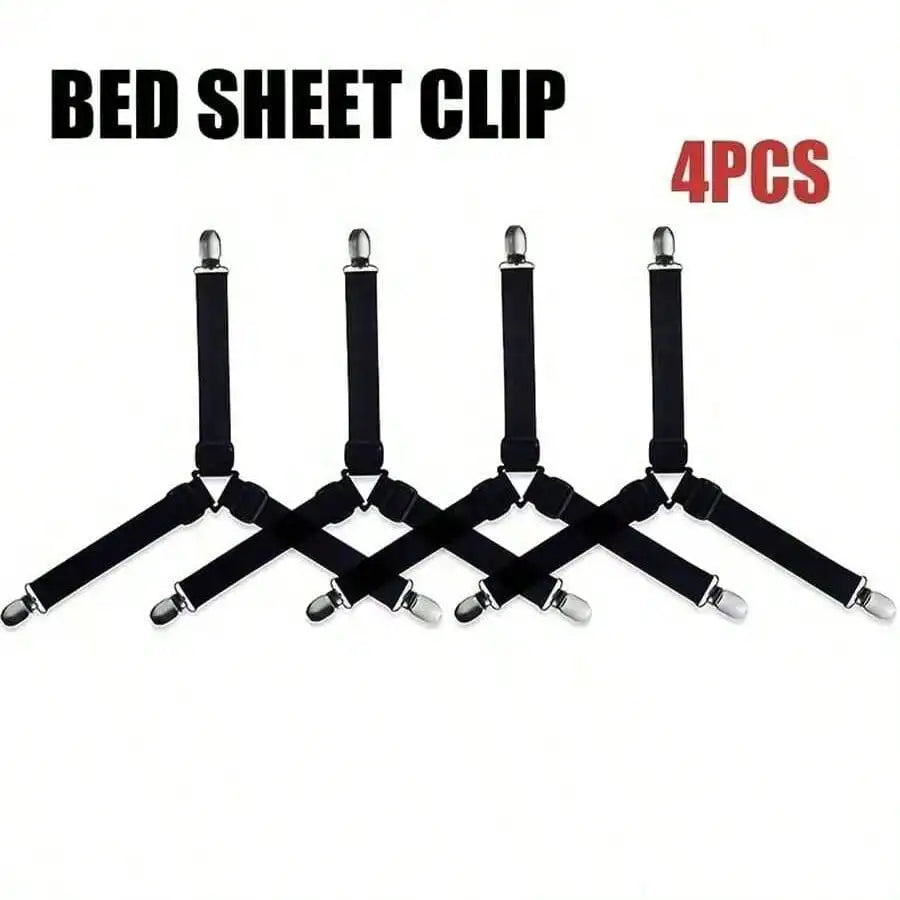 4pcs Triangle Household Bed Sheet Fixers, Adjustable Elastic Sofa BedSheet Fixing Clips, Tablecloth Fixing Belt, Anti-Running Anti-Slip SheetBuckles