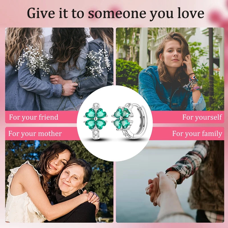 New 925 Sterling Silver Sparkling Zircon Four-Leaf clover Women Earrings Brilliant Wedding Engagement Star Earrings Jewelry Gift