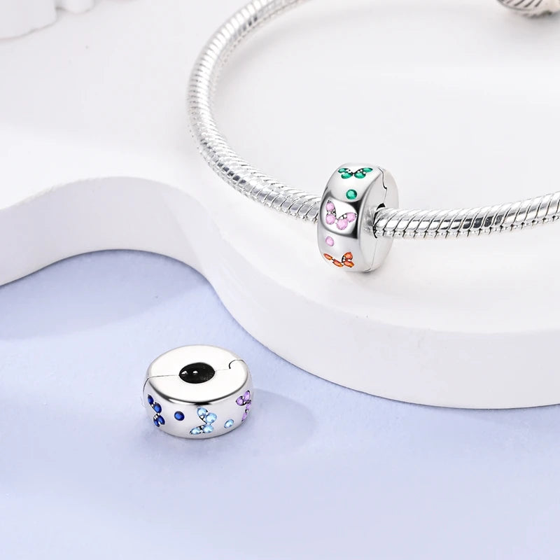 Pink Charms Original 925 Sterling Silver Heart Bow Perfume Bottle Charms Beads Pendants Fit Bracelet DIY Women Jewelry Making