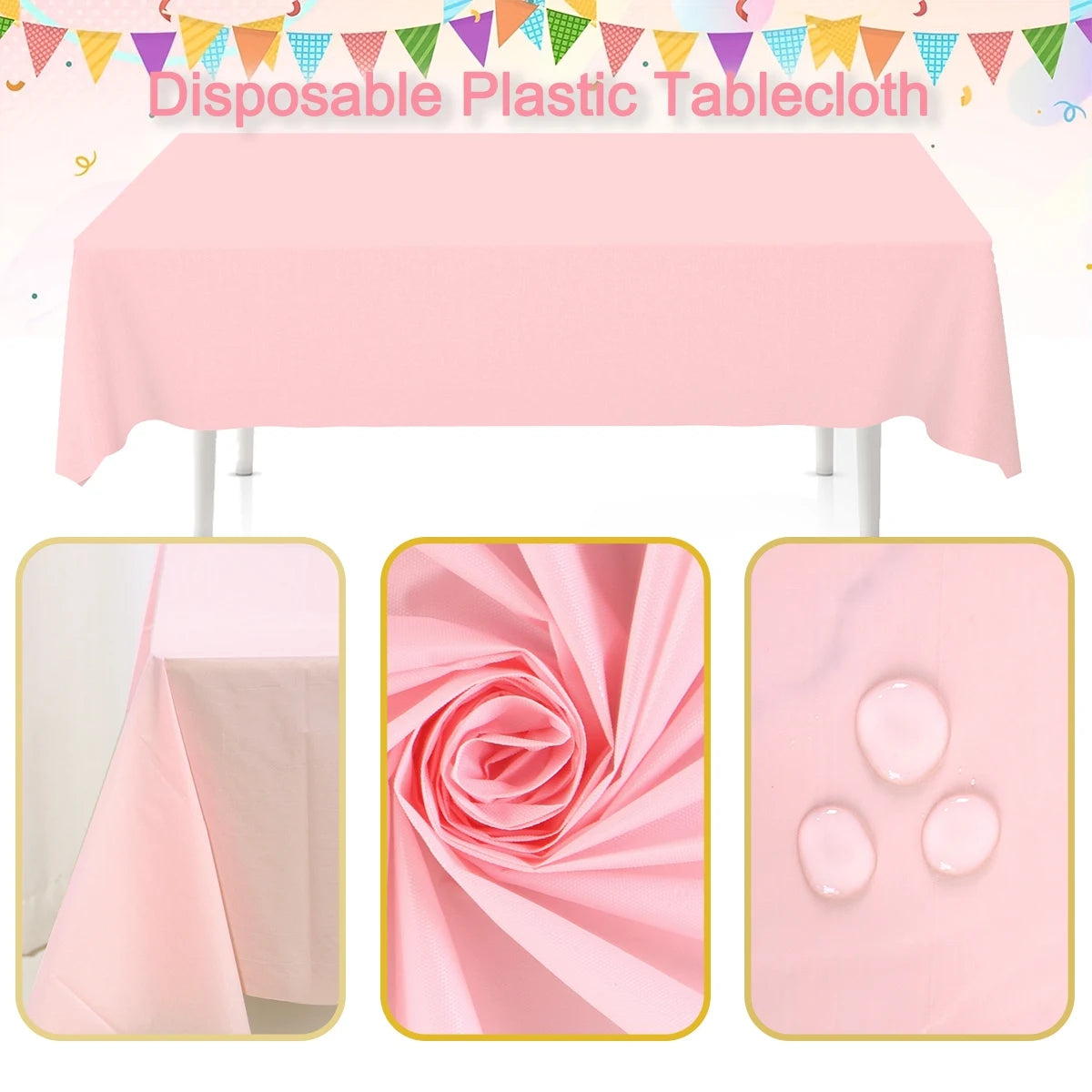 183×137cm Solid Pink Tablecovers Plastic Tablecloth for Wedding Decoration Girls Adult Birthday Party Supplies Table Decor